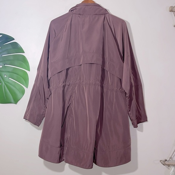 Athleta Drip Drop Jacket Long Windbreaker Stowaway Hood in Mauve - Picture 11 of 15